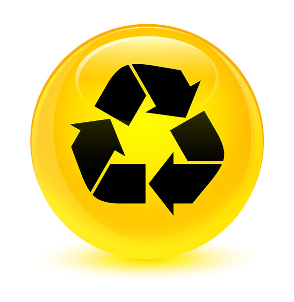 回收图标玻璃黄色圆形按钮图片下载