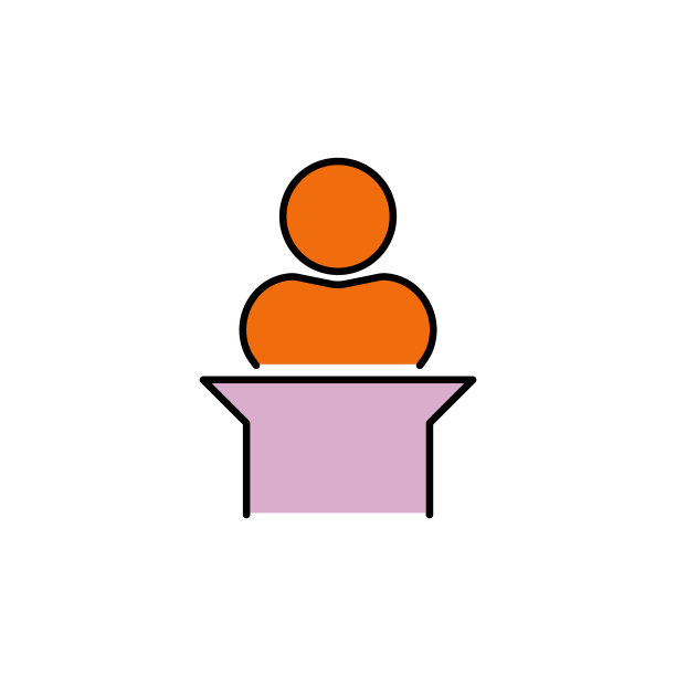 人在讲坛，讲台颜色矢量图标，标志，符号图片下载