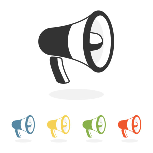 扬声器设置不同颜色的白色背景。矢量插图。图片下载