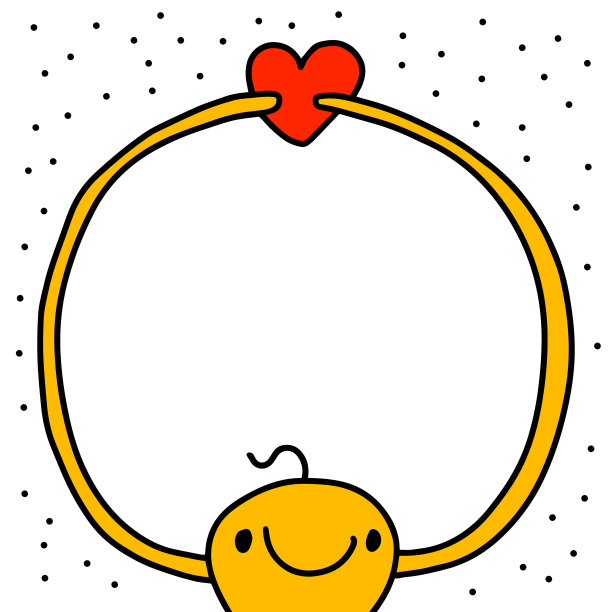 微笑的情感huf爱激情心手绘矢量插图漫画风格图片下载