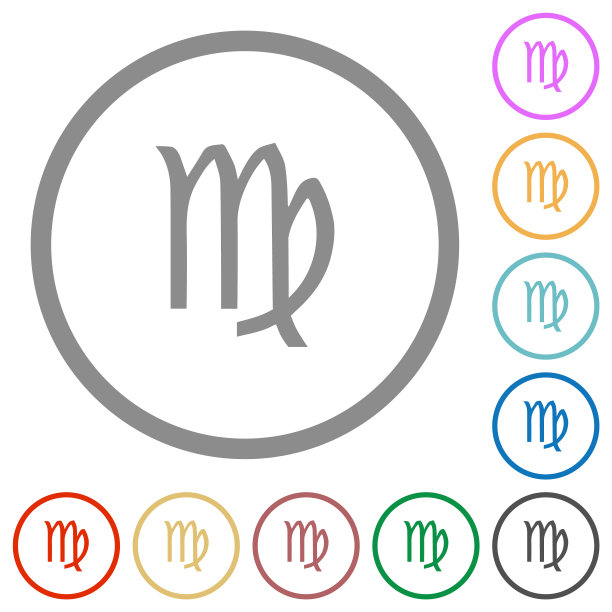 处女座的生肖符号与轮廓平面图标图片下载