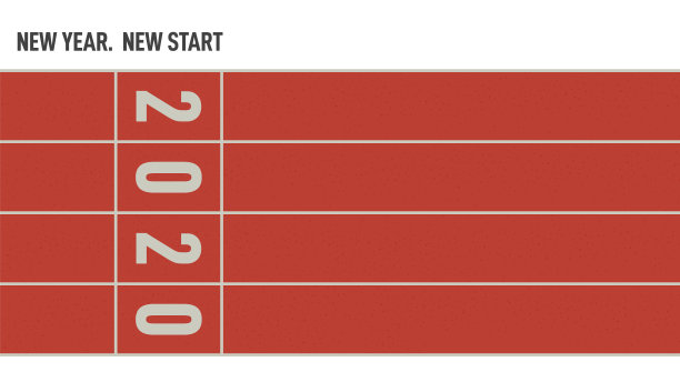 跑道与2020年的数字顶部视图图片下载