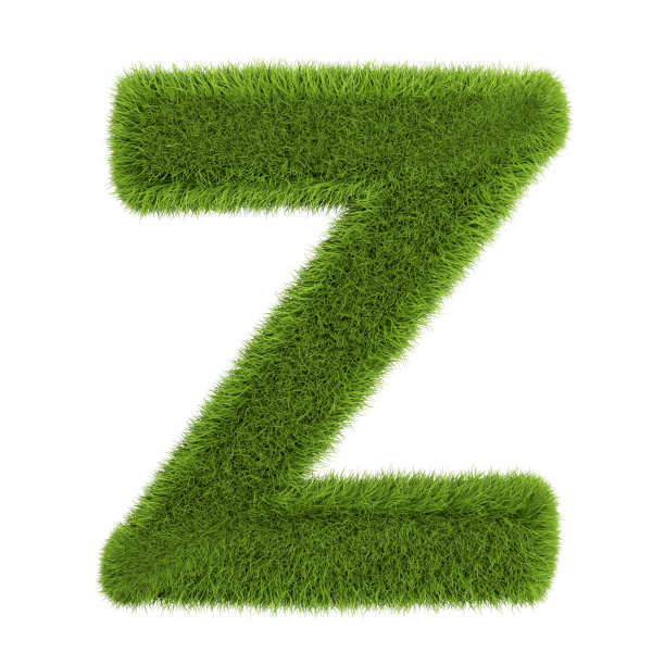 绿色的草字母Z孤立在白色的背景。字体为您的设计。3D插图图片下载