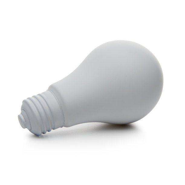 一个暗灰色的灯泡在正方形的白色背景图片下载