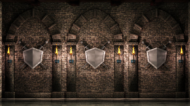 带剑和盾牌的拱门图片下载