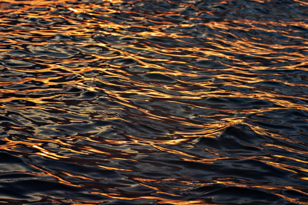 美丽的海洋纹理在日落/水和太阳/海浪在日落/抽象的海洋背景图片下载