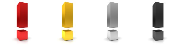 感叹号警告标志符号建议图标设置3d红色金色银色黑色渲染图形孤立的白色背景图片下载