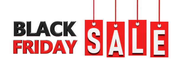 黑色星期五销售。白色背景上的红色价格标签上的文字。三维演示图片下载