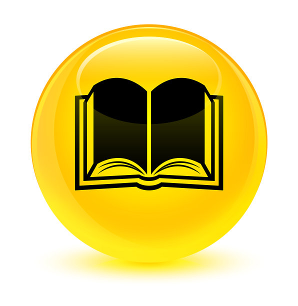 书图标玻璃黄色圆形按钮图片下载
