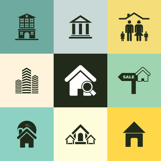 非常有用的9房地产矢量图标集，设计师可以使用在设计，网页设计和应用程序设计。图片下载