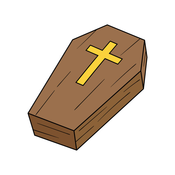 卡通封闭棺材矢量插图图片下载