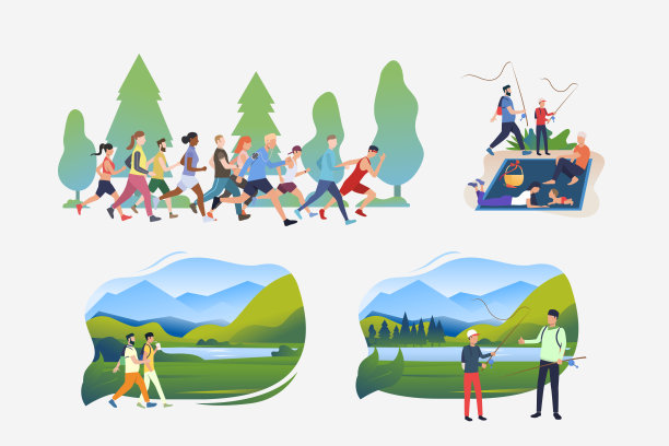 夏季运动和活动插图集图片下载