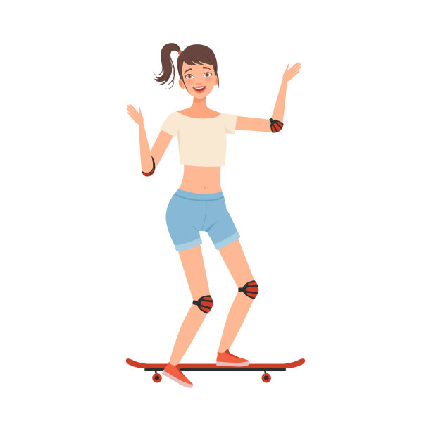 青少年滑板角色插图矢量在白色的背景图片下载