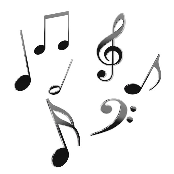 音乐音符3D孤立的白色背景图片下载