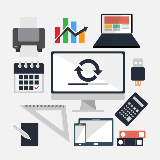 学校和办公文具图标设置矢量图像图片下载