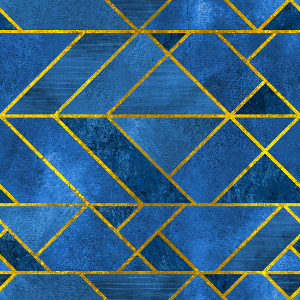 垃圾和金色图案无缝纹理，艺术装饰背景，3d插图图片下载