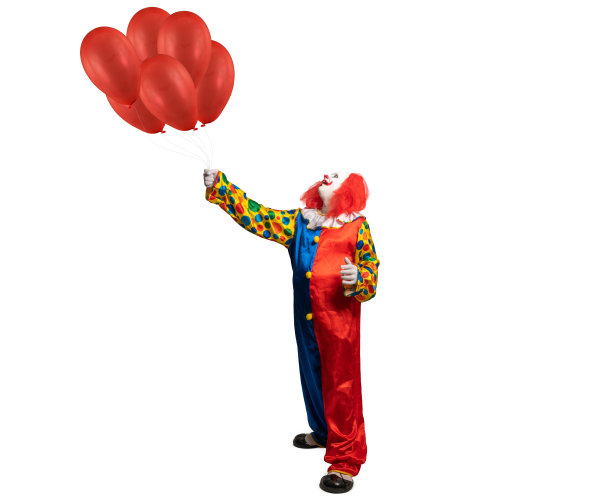一个滑稽的小丑手里拿着气球图片下载