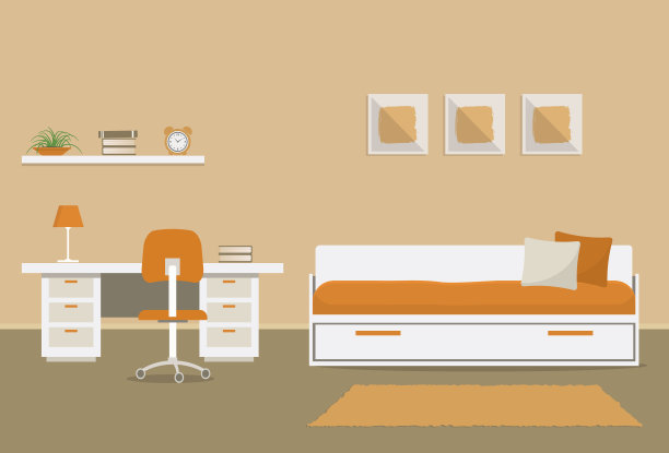 橙色的儿童房间图片下载