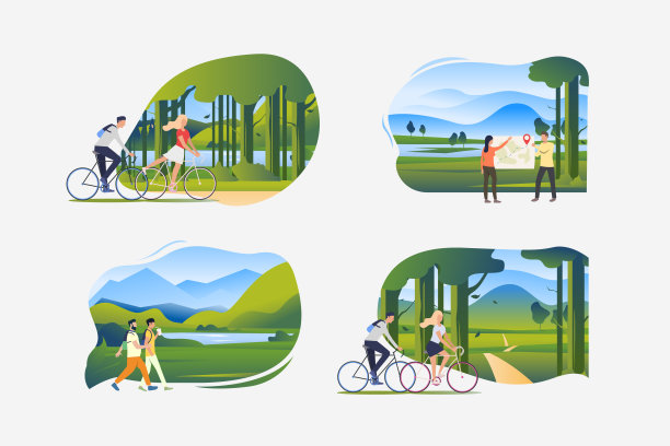 探险旅游插图套装图片下载