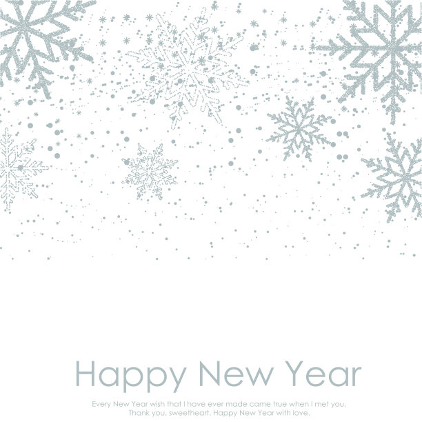 新年快乐或圣诞贺卡与飘落的雪花在白色的背景。向量图片下载