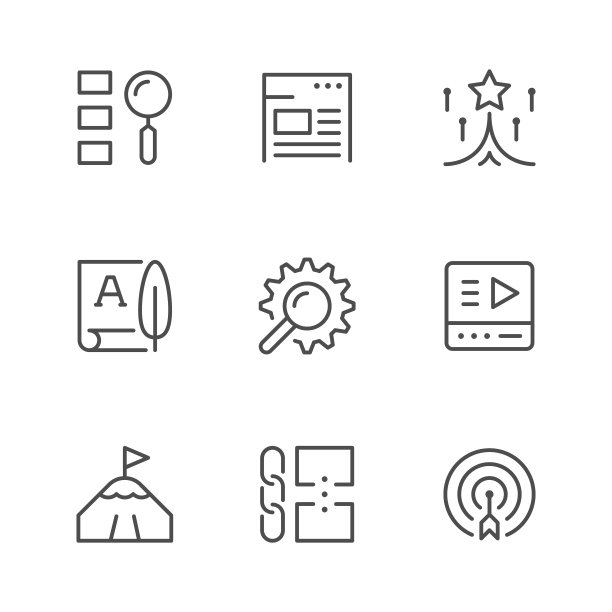 SEO的线条图标集图片下载