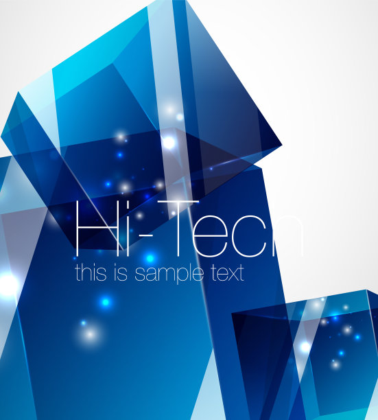 玻璃蓝色立方体技术抽象背景图片下载