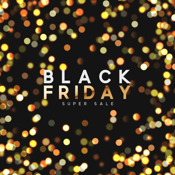 “黑色星期五”。背景耀眼的金色灯光散景图片下载