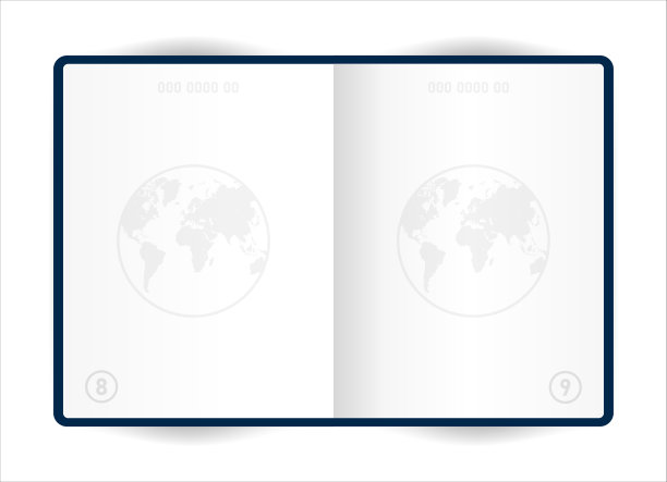 现实打开的模板护照上的白色背景。旅行及入境证件。矢量插图。图片下载