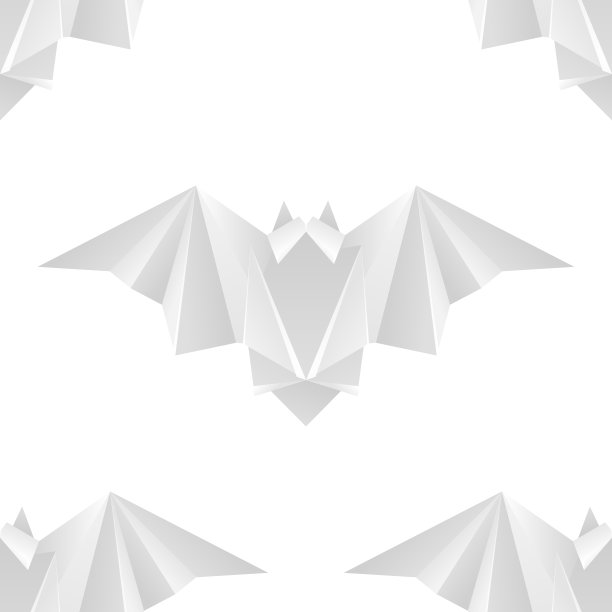 无缝纹理用白纸拍成一排。万圣节的节日。动物折纸。纸动物园。矢量光模式图片下载