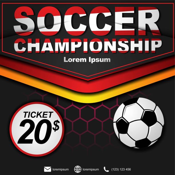 足球锦标赛的社交媒体帖子模板。2020年足球锦标赛海报。足球锦标赛的体育封面模板。现代足球运动员为2020年冠军。图片下载