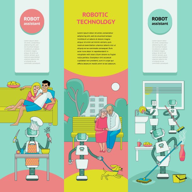 一组横幅-机器人把人们从家务中解放出来图片下载