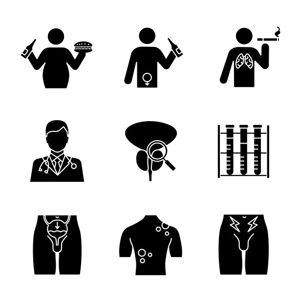 男性健康字形图标集图片下载