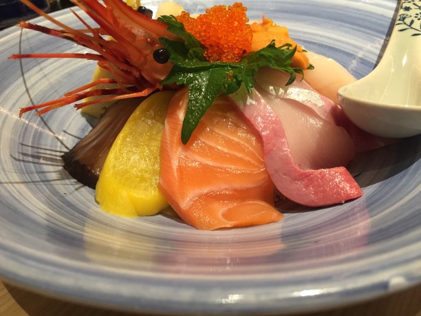 近距离拍摄一盘美味的生鱼片，香港，亚洲图片下载