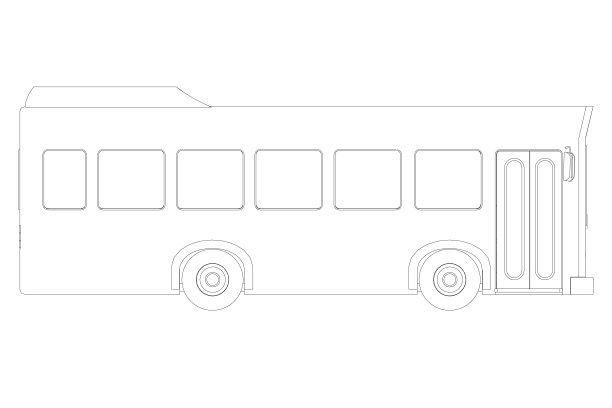 巴士轮廓孤立在白色背景上。侧视图。矢量插图。图片下载