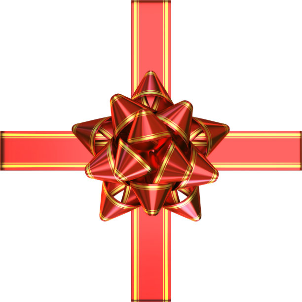 红色蝴蝶结与丝带，用于礼盒装饰图片下载