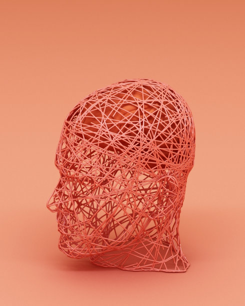 抽象概念丰富多彩的人和他的大脑。三维渲染图片下载