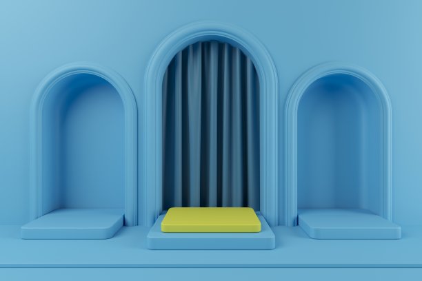 抽象模拟场景与几何形状的讲台。库存图片图片下载