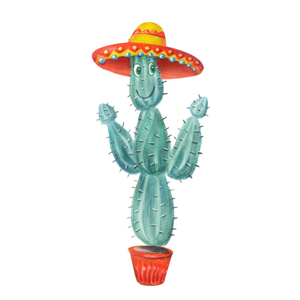 水彩插图卡通风格孤立在白色背景。素材图片