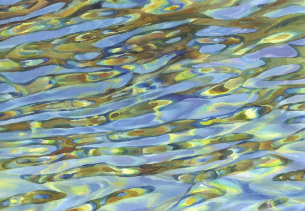 阳光明媚的水与透明的波浪水彩背景图片下载