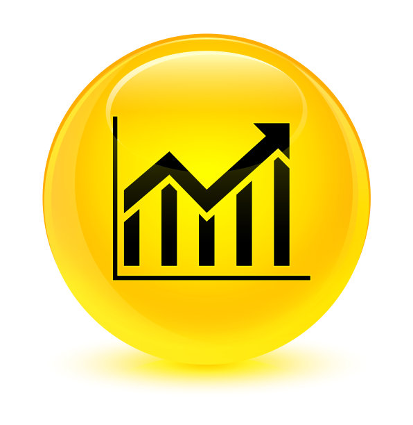 统计图标玻璃黄色圆形按钮图片下载