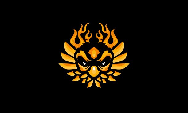 电子竞技游戏火焰猫头鹰吉祥物图片下载