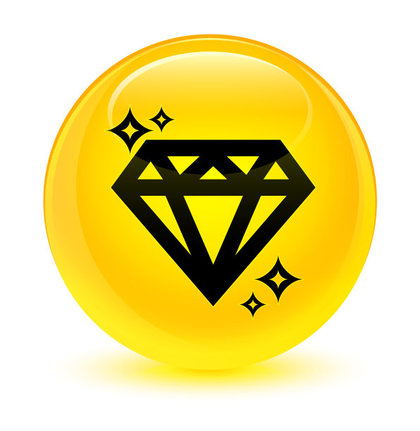 钻石图标玻璃黄色圆形按钮图片下载