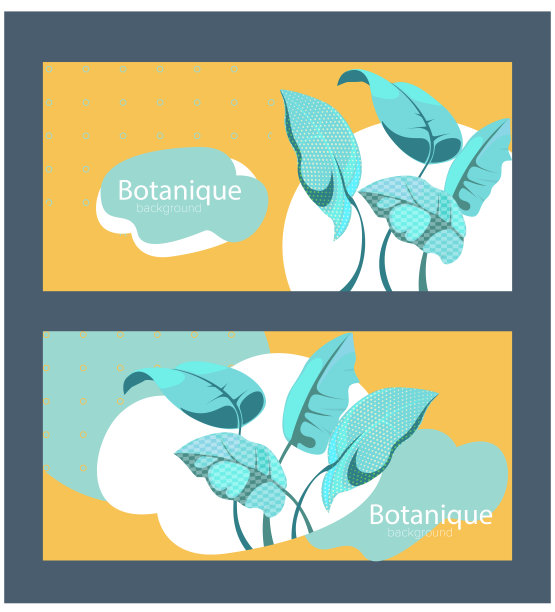 带有抽象叶子和几何图案的植物横幅。矢量图图片下载