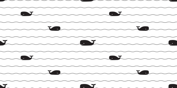 鲸鱼无缝图案鲨鱼矢量鱼金枪鱼涂鸦卡通鲑鱼波浪海洋海洋围巾孤立重复墙纸瓷砖背景插图设计图片下载