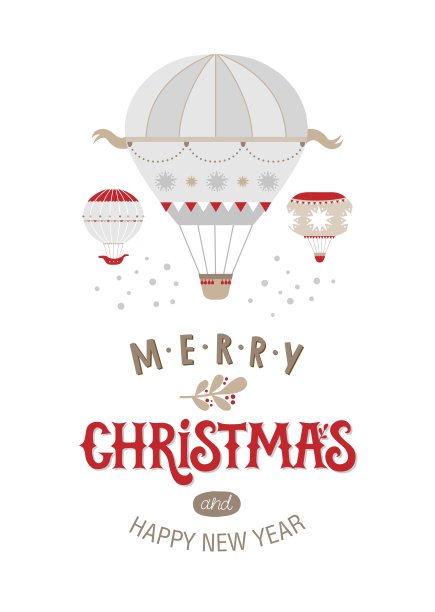 海报或明信片圣诞快乐模板设计，新年快乐和圣诞标志图片下载