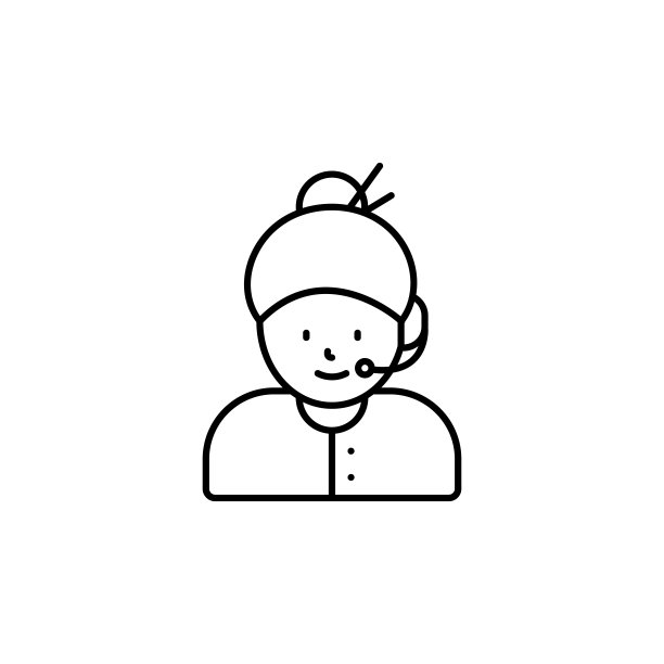 呼叫中心，头像，白色背景上的女孩线图标图片下载