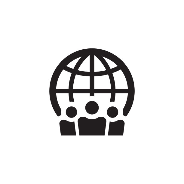 人和全球网黑色图标设计。社交媒体社区概念标志。团队合作的友谊的象征。矢量插图。图片下载