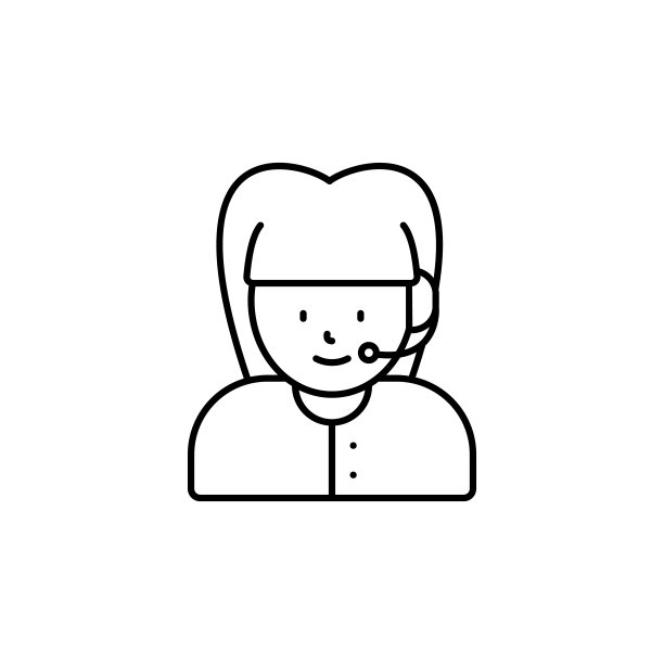 呼叫中心，头像，白色背景上的女孩线图标图片下载