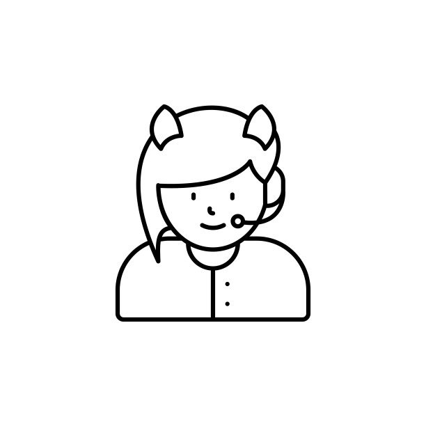 呼叫中心，头像，白色背景上的女孩线图标图片下载