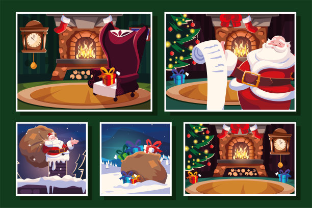 把圣诞卡片和圣诞老人捆在一起图片下载